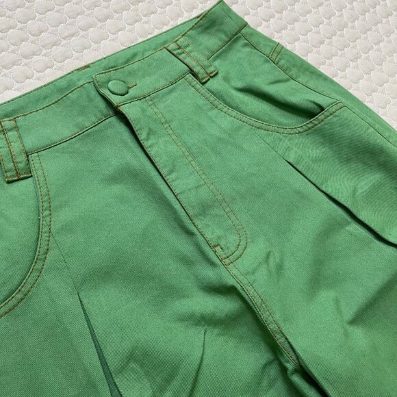 FARM Rio Green Straight Pleat Pants NWOT Women's Size 27 W29 Cotton High Waist - Picture 11 of 14